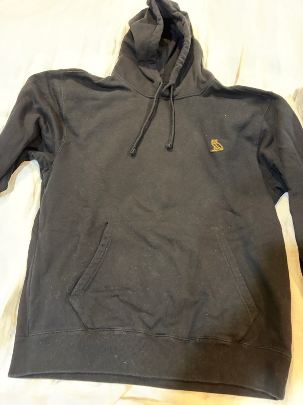 Men's Black Hoodie with Small Gold Owl Emblem